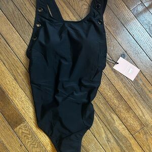 Black Button-Detail Swimsuit